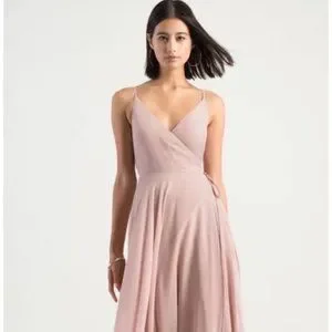 Jenny Yoo James Wrap Maxi Bridesmaid Dress in Whipped Apricot Size 4